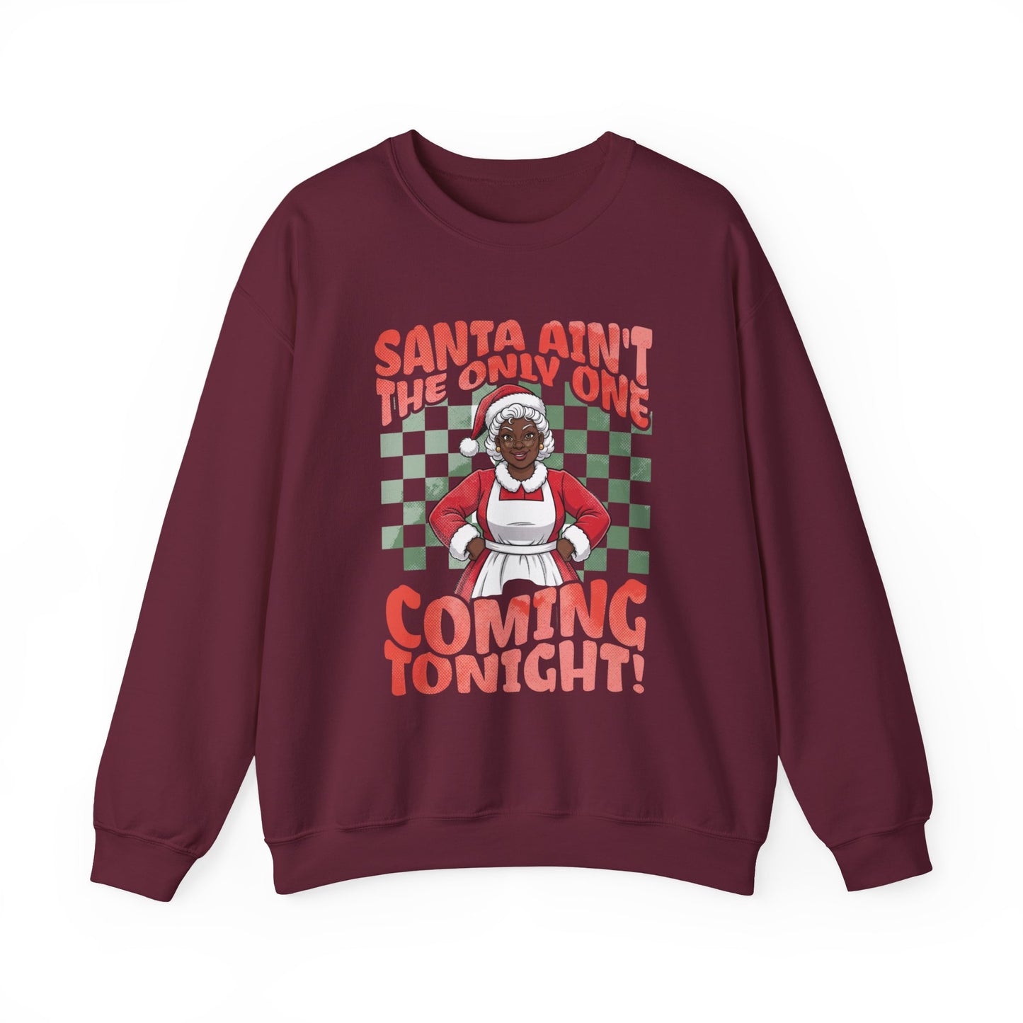 Black Mrs. Claus Coming Tonight Crewneck Sweatshirt