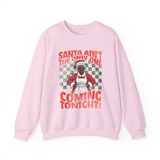 Black Mrs. Claus Coming Tonight Crewneck Sweatshirt